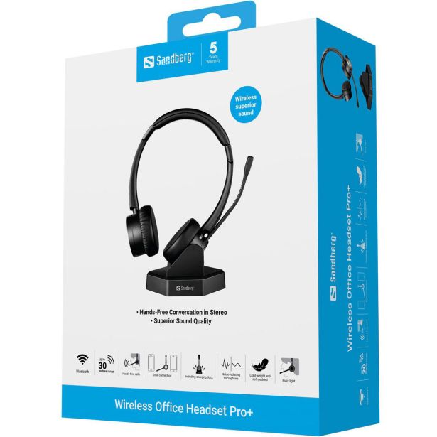 SANDBERG SLUŠALKE BT OFFICE HEADSET PRO+