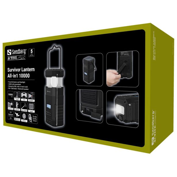 SANDBERG SVETILKA IN BATERIJA POWERBANK 10.000 SURVIVOR, 10W
