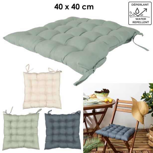 SEDEŽNA BLAZINA HOME DECO 40X40 ODPORNA NA VODO Z VEZICAMI SORT.