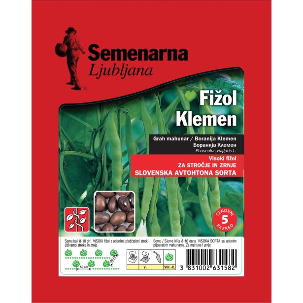 SEME STROČNIC SEMENARNA FIŽOL KLEMEN VISOK ZELENOSTROČNI 100 G