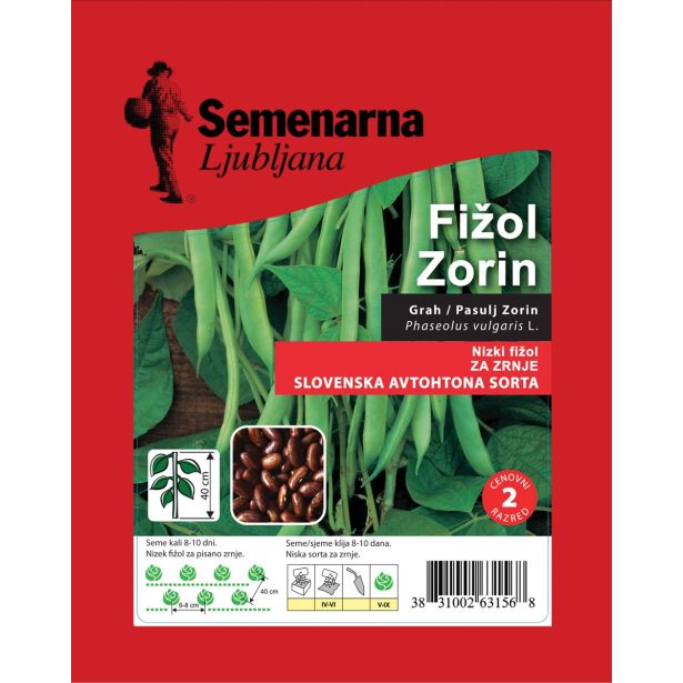 SEME STROČNIC SEMENARNA FIŽOL ZORIN NIZEK ZA ZRNJE 100 G