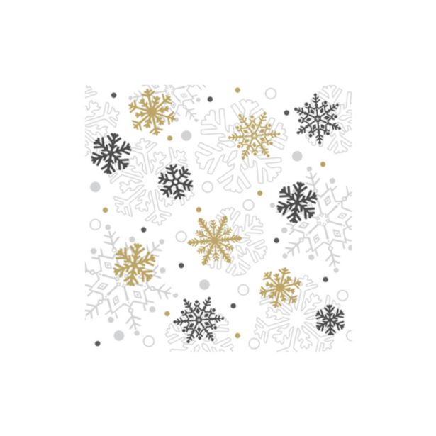 SERVIETE 33X33 CM ZLATO-SIVE SNEŽINKE 20/1