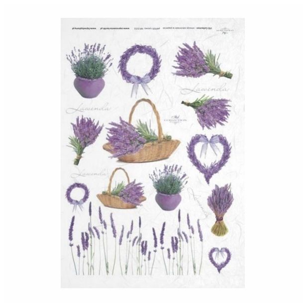 SERVIETNA, DECOUPAGE TEH. RAYHER DECOUPAGE PAPIR RIŽEV A4 LAVANDE V ŠOPKI