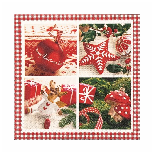 SERVIETNA, DECOUPAGE TEH. RAYHER PRTIČKI CHRISTMAS DEKOR 33X33 CM, 20 KOS