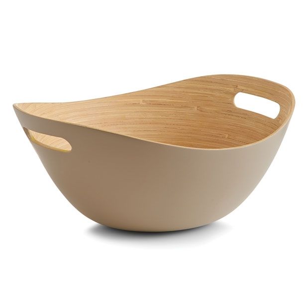 SERVIRNA SKLEDA ZELLER PRESENT 30X26X14.5 CM Z ROČAJI BAMBUS SIVO RJAVA