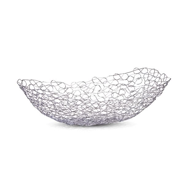 SERVIRNA SKLEDA ZELLER PRESENT 38X20X11 CM OVALNA ŽIČNATA KROMIRANA