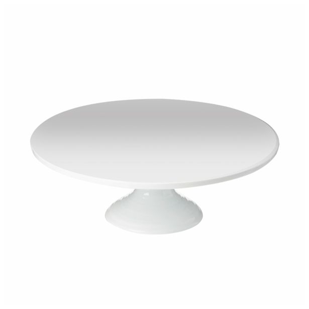 SERVIRNI KROŽNIK NA PODSTAVKU 30 CM BELE BARVE