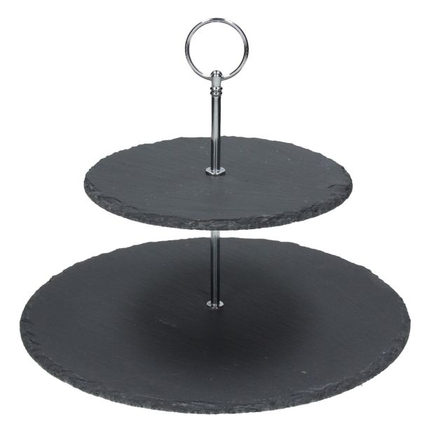 SERVIRNI KROŽNIK TOGNANA 30/20 CM ETAŽER 2 DELNI OLLY ARDESIA