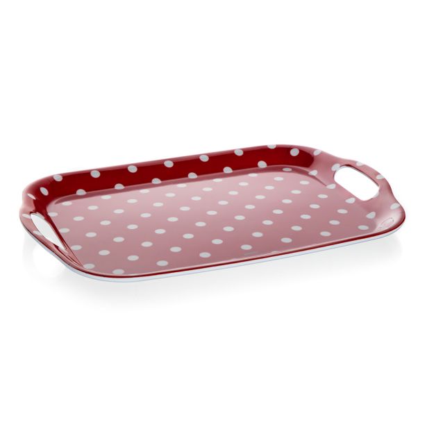 SERVIRNI PLADENJ BANQUET 36X25.5CM DOTS RDEČI MELAMIN