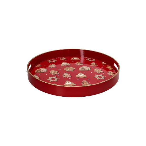 SERVIRNI PLADENJ TOGNANA 38 CM OKROGEL PARTY TIME BOŽIČNI MOTIV RDEČ