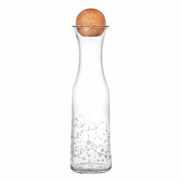 SERVIRNI VRČ STEKLARNA HRASTNIK 1000 ML KARAFA NOUM Z LESENIM POKROVOM