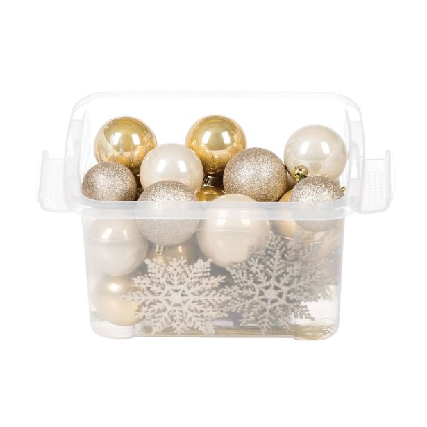 BUNKA IZ UMETNE MASE GLOSSTYLE SET 36 Z ROČKO ŠAMPANJEC BARVE V PVC ŠKATLI