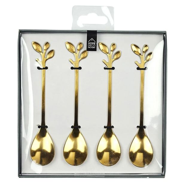 SET JEDILNEGA PRIBORA HOME DECO DESERTNE ŽLICE 4/1 DEKOR LISTJA ZLATE