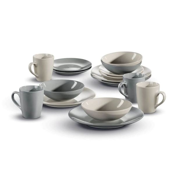 SET KROŽNIKOV ARTE VIVA 16 DELNI NATURLOOK KREM/SIVA