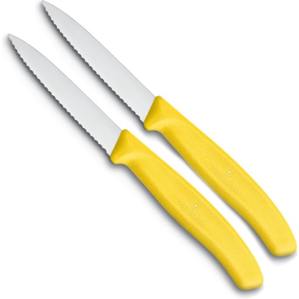 SET NOŽEV VICTORINOX ZA ZELENJAVO 2X NAZOBČANO REZILO 8CM RUMEN