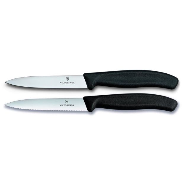 SET NOŽEV VICTORINOX ZA ZELENJAVO 2X10CM RAVNO +NAZOBČANO REZILO ČRN