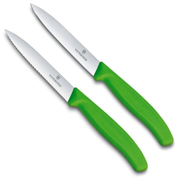 SET NOŽEV VICTORINOX ZA ZELENJAVO 2X10CM RAVNO +NAZOBČANO REZILO ZELEN