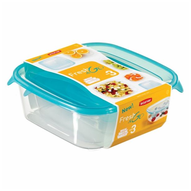 VEČNAMENSKA DOZA CURVER SET POSOD FRESH&GO 0.25L,0.80L,1.7L