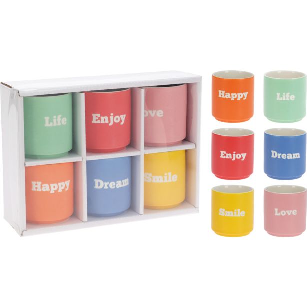 SET SKODELIC IN LONČKOV EH SET 6 LONČKOV 180 ML KRATKI NAPISI RAZLI.BARVE