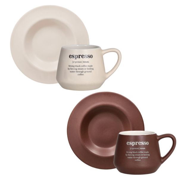 SET SKODELIC IN LONČKOV TOGNANA 2 DELNI S PODSTAVKOM 90ML BELA/RJAVA ESPRESSO