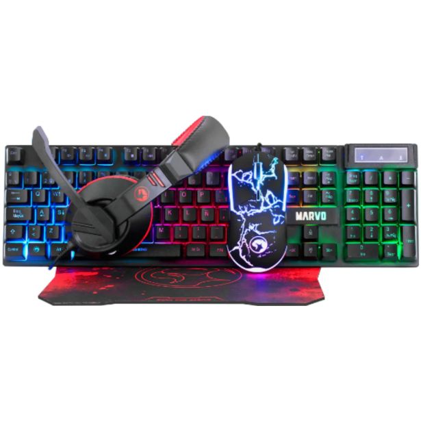 SET TIPKOVNICA MARVO CM409 + MIŠKA + PODLOGA + SLUŠALKE 4V1