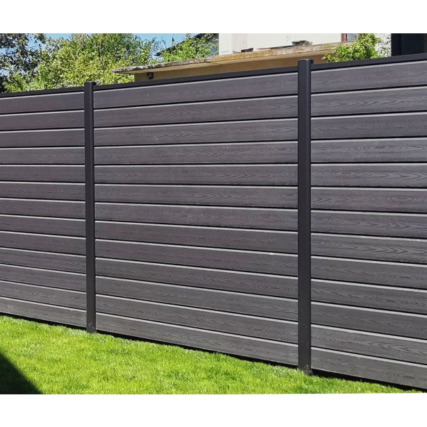 WPC SISTEM OGRAJA TEMNO SIVA 180X180 CM 1 STEBRIČEK + 13 DESK