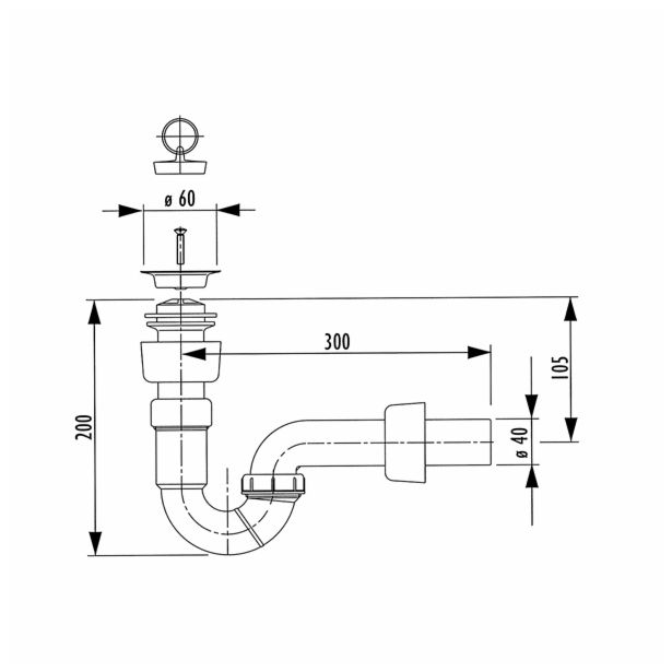 SIFON ZA BIDE LIV 32 MM PVC IZTOK 40