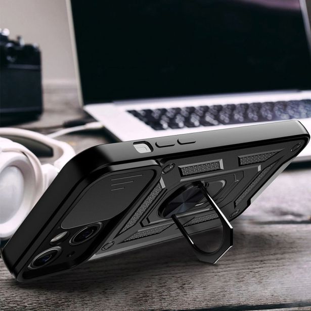 SILIKONSKI OVITEK ARMOR RING Z ZAŠČITO KAMERE ZA HONOR 400 LITE - ČRN