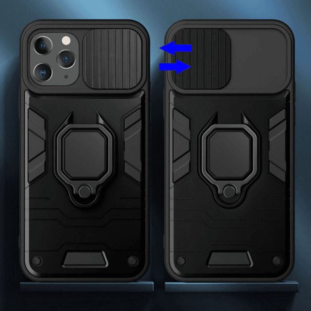 SILIKONSKI OVITEK ARMOR RING Z ZAŠČITO KAMERE ZA IPHONE 15 - ČRN
