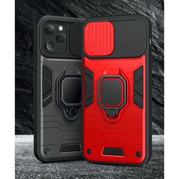 SILIKONSKI OVITEK ARMOR RING Z ZAŠČITO KAMERE ZA IPHONE 16 PLUS - ČRN