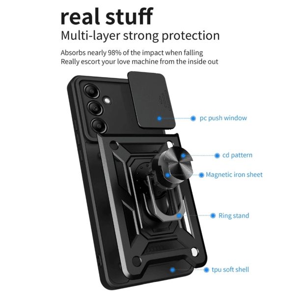 SILIKONSKI OVITEK ARMOR RING Z ZAŠČITO KAMERE ZA SAMSUNG GALAXY A26 - ČRN