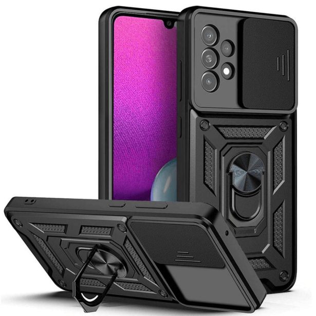 SILIKONSKI OVITEK ARMOR RING Z ZAŠČITO KAMERE ZA SAMSUNG GALAXY S24 ULTRA 5G - ČRN