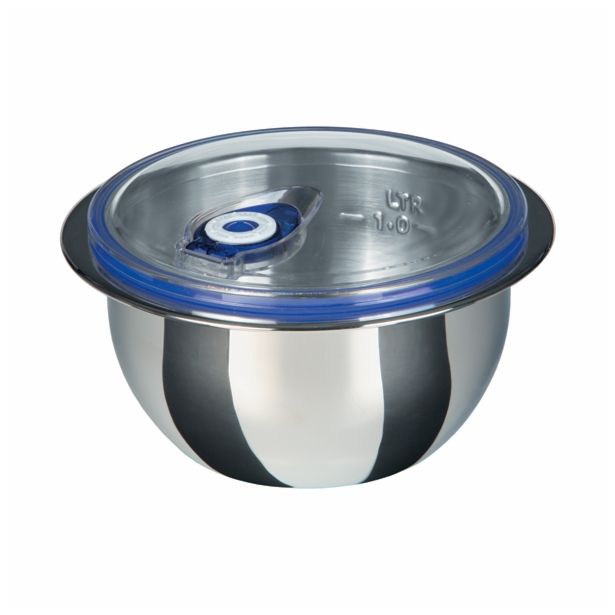 POSODA ZA PRIPRAVO HRANE GSW 24 CM 5 L SKLEDA VAKUUM INOX S POKROVOM