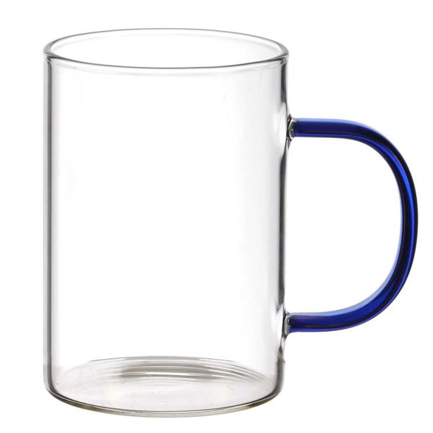 SKODELICA / LONČEK HOME DECO 300 ML STEKLEN OBARVAN ROČAJ