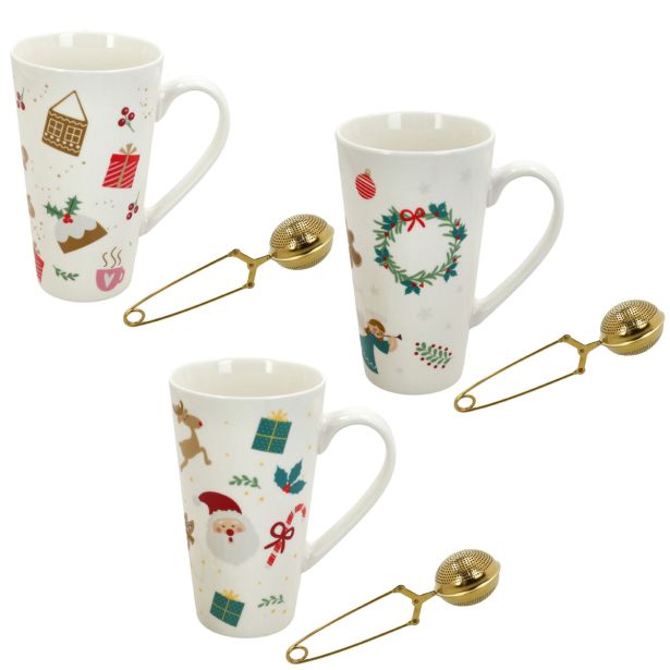 SKODELICA / LONČEK TOGNANA 520 ML NATALE CHRISTMAS TEA TIME + CEDILO