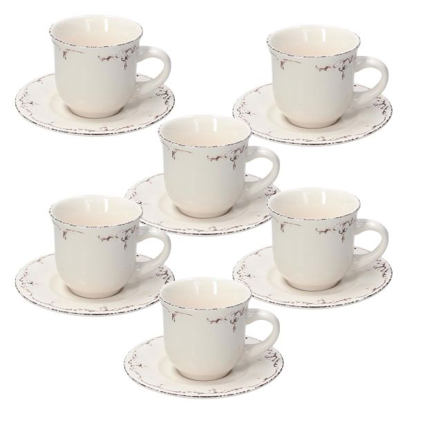 SET SKODELIC IN LONČKOV TOGNANA SKODELICA S PODSTAVKOM GRT 6/1 SHABBY SIENNA