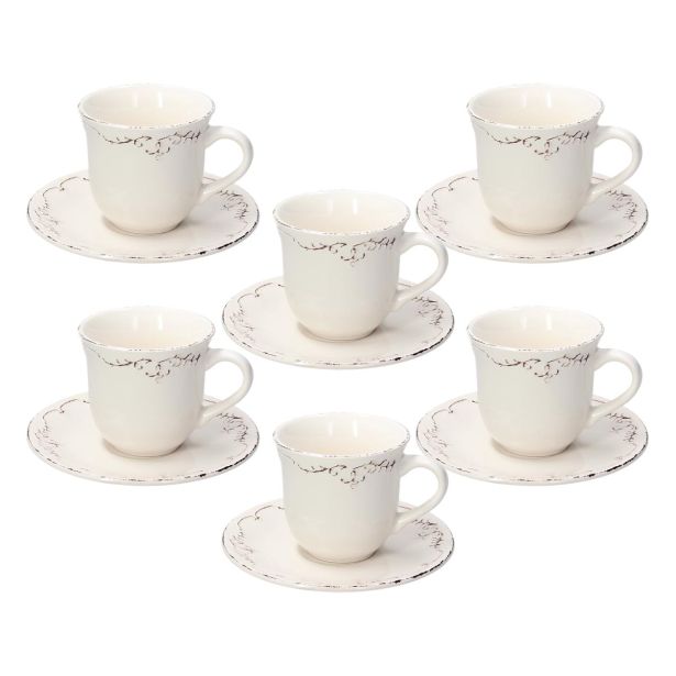 SET SKODELIC IN LONČKOV TOGNANA SKODELICA S PODSTAVKOM GRT 6/1 SHABBY SIENNA