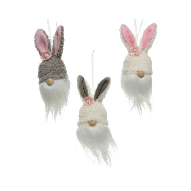 ŠKRAT Z ZAJČJIMI UŠESI NA TRAKU, BELE/SIVE BARVE, SORT