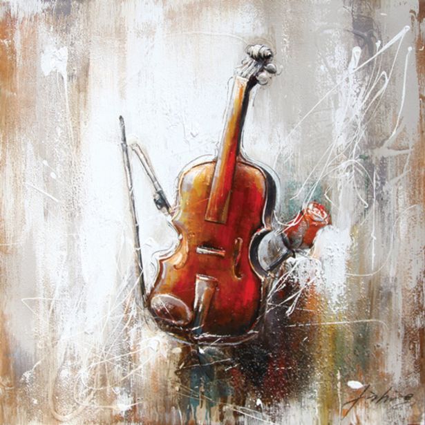 SLIKA BIVA GLASBILO 80X80 CM 3D RAZLIČNA DEKORJA