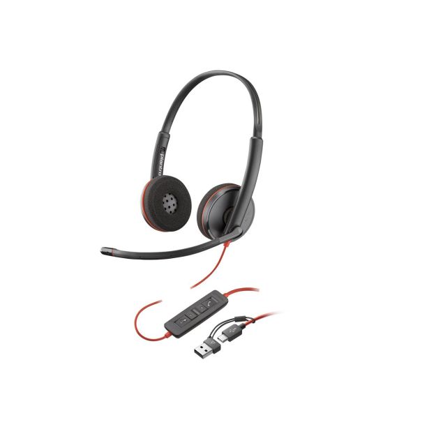SLUŠALKE HP POLY BLACKWIRE 3220 STEREO/USB-C/ADAPTER