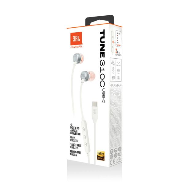 SLUŠALKE JBL T310C USB-C BELA