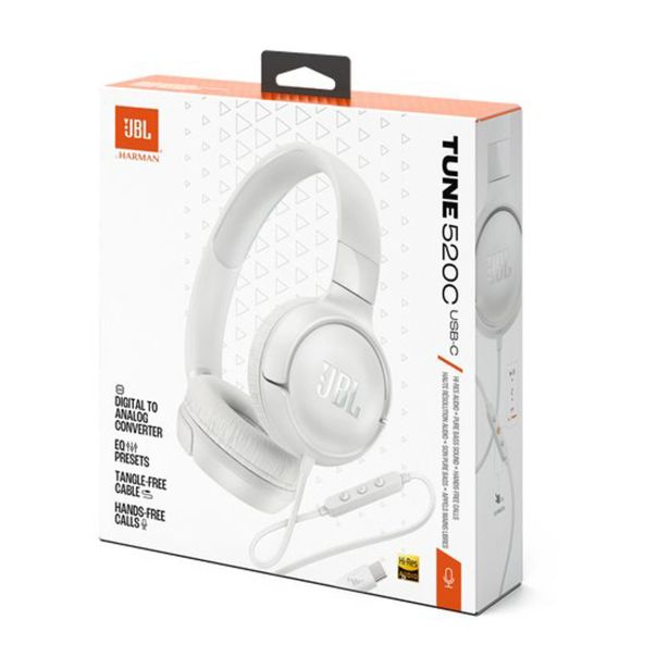 SLUŠALKE JBL TUNE 520 USB-C BELA