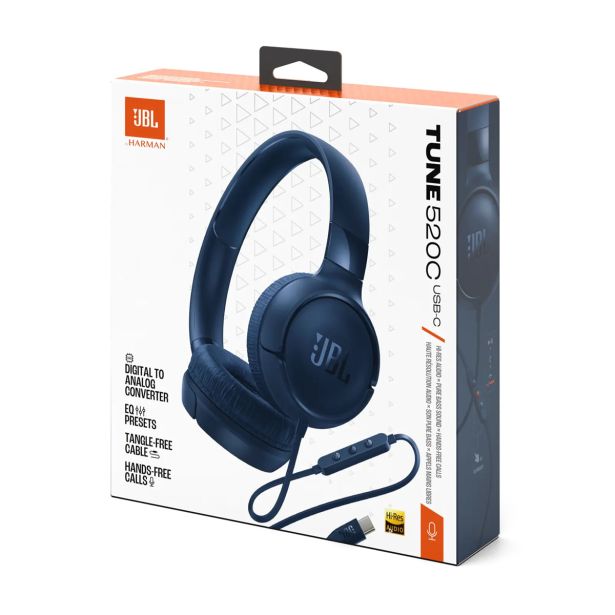 SLUŠALKE JBL TUNE 520 USB-C MODRA