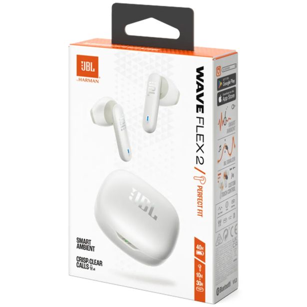 SLUŠALKE JBL WAVE FLEX 2 BELA