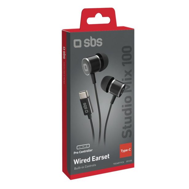 SLUŠALKE SBS STEREO USB TIP C Z MIKROFONOM ČRNE