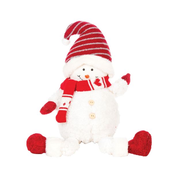 OKRASEK ZA JELKO GLOSSTYLE SNEŽAK RDEČE BELI 55 CM TEKSTILNI Z NOGAMI