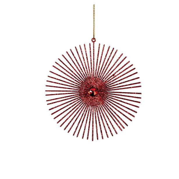 OKRASEK ZA JELKO GLOSSTYLE SNEŽINKA RDEČA Z DIAMANTO M FI 10 CM