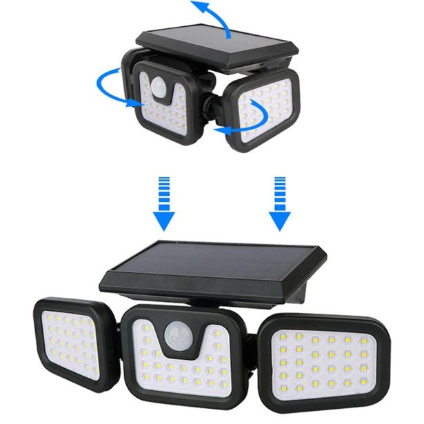 SOLARNA VRTNA SVETILKA ENTAC REFLEKTOR S SENZORJEM 3 LED PANELI 15W 600LM
