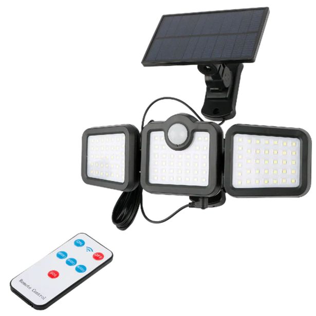 SOLARNA VRTNA SVETILKA ENTAC S SENZORJEM IN DALJINCEM 3 LED PANELI 15W 600LM