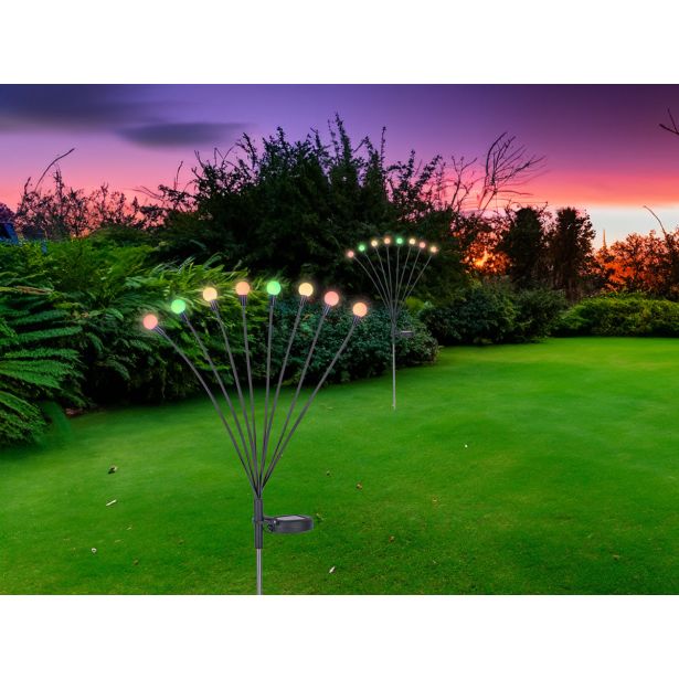SOLARNA VRTNA SVETILKA GLOBO 8X RGB LED 0.06W 3.2V ČRNA, MENJALNIK BARV INOX
